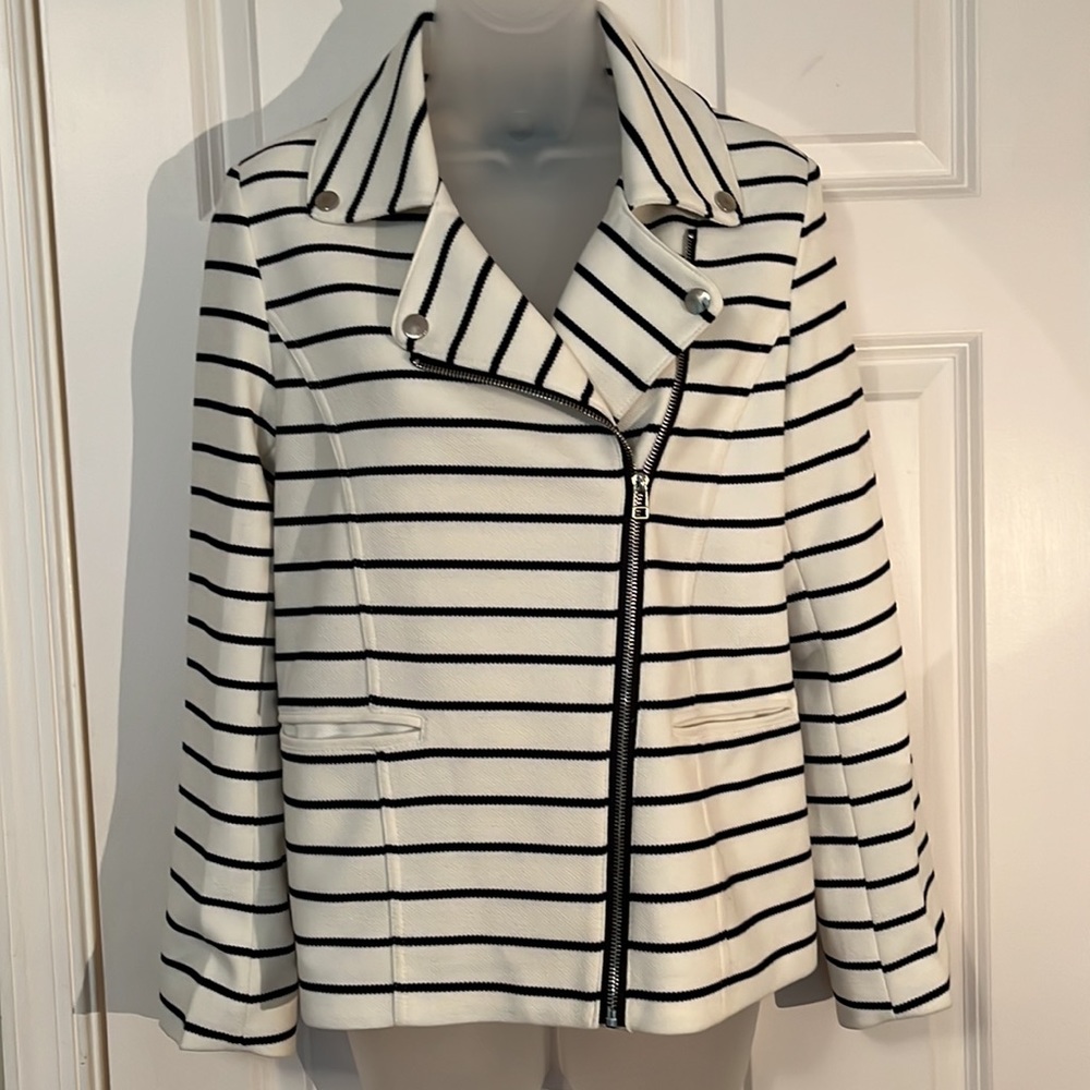 Dolce Cabo Moto Jacket Zip Up Black/White, Med